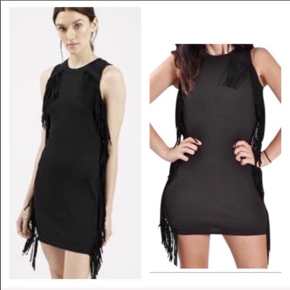 Topshop Dresses & Skirts - 🎉HP🎉 Topshop Suedette Fringe Bodycon Dress.  4P